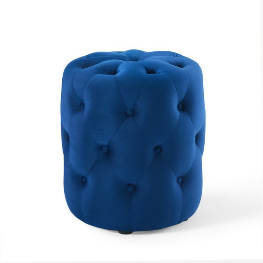 Modway - Amour Tufted Button Round Performance Velvet Ottoman by Modway  Living Room Sofas and Armchairs Blue - EEI-3778-NAV