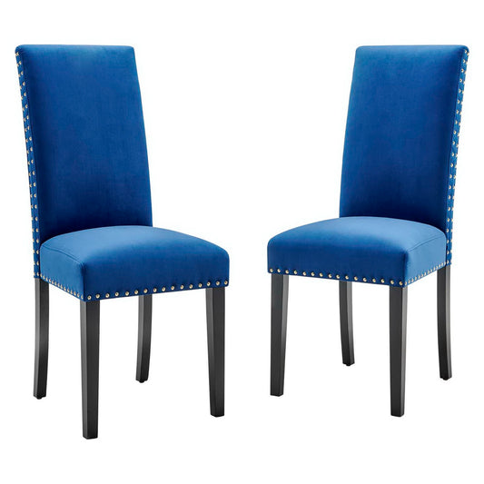 Modway - Parcel Performance Velvet Dining Side Chairs Set of 2 by Modway  Bar and Dining Dining Chairs Blue - EEI-3779-NAV