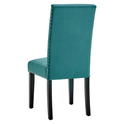 Modway - Parcel Performance Velvet Dining Side Chairs Set of 2 by Modway  Bar and Dining Dining Chairs Blue - EEI-3779-TEA