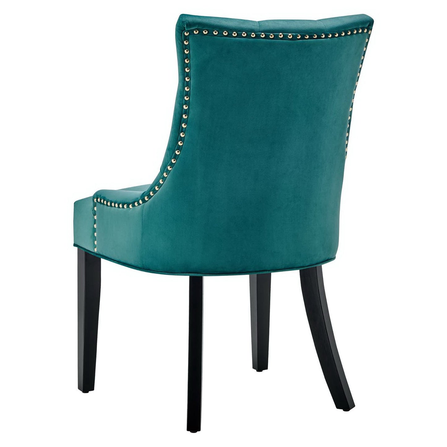 Blue tufted velvet dining side chairs, set of 2.