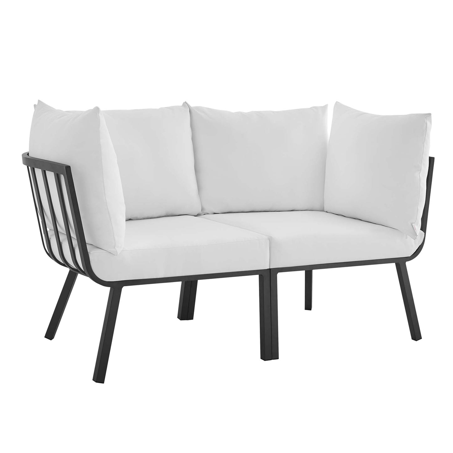 Modway Outlet Riverside 2 Piece Outdoor Patio Aluminum Sectional Sofa Set by Modway  Outdoor Furniture Furniture Gray White - EEI-3781-SLA-WHI