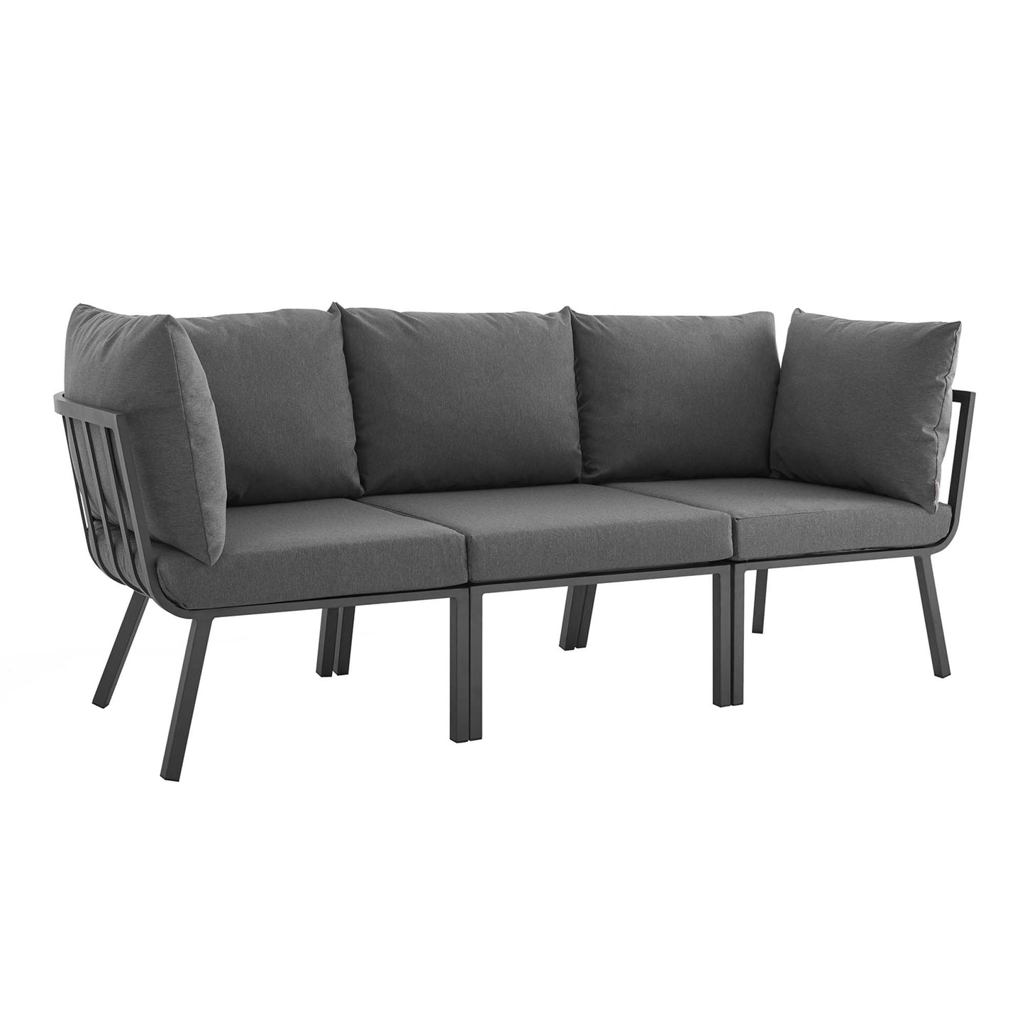 Modway Outlet Riverside 3 Piece Outdoor Patio Aluminum Sectional Sofa Set by Modway  Outdoor Furniture Furniture Gray Charcoal - EEI-3782-SLA-CHA