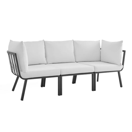 Modway Outlet Riverside 3 Piece Outdoor Patio Aluminum Sectional Sofa Set by Modway  Outdoor Furniture Furniture Gray White - EEI-3782-SLA-WHI