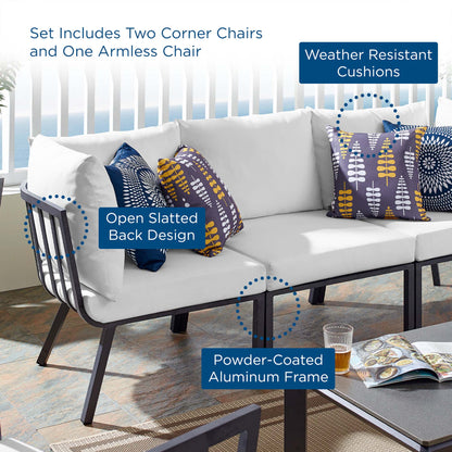 Modway Outlet Riverside 3 Piece Outdoor Patio Aluminum Sectional Sofa Set by Modway  Outdoor Furniture Furniture Gray White - EEI-3782-SLA-WHI