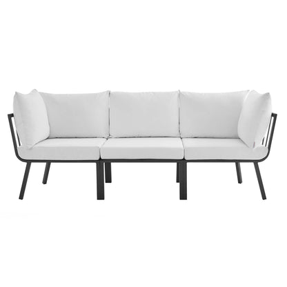 Modway Outlet Riverside 3 Piece Outdoor Patio Aluminum Sectional Sofa Set by Modway  Outdoor Furniture Furniture Gray White - EEI-3782-SLA-WHI