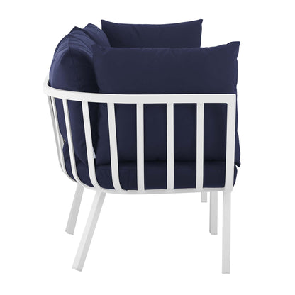 Modway Outlet Riverside 3 Piece Outdoor Patio Aluminum Sectional Sofa Set by Modway  Outdoor Furniture Furniture White Navy - EEI-3782-WHI-NAV