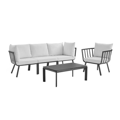 Modway Outlet Riverside 5 Piece Outdoor Patio Aluminum Set by Modway  Outdoor Furniture Furniture Gray White - EEI-3783-SLA-WHI