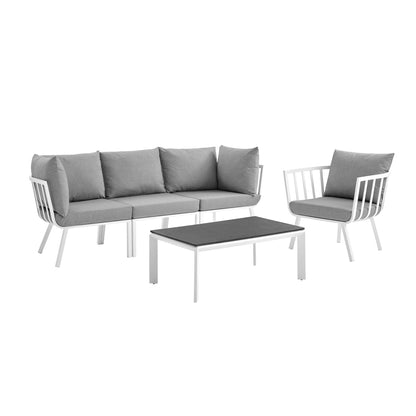 Modway Outlet Riverside 5 Piece Outdoor Patio Aluminum Set by Modway  Outdoor Furniture Furniture White Gray - EEI-3783-WHI-GRY