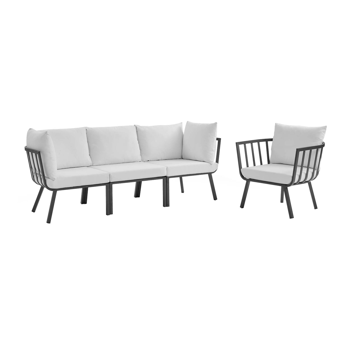 Modway Outlet Riverside 4 Piece Outdoor Patio Aluminum Set by Modway  Outdoor Furniture Furniture Gray White - EEI-3784-SLA-WHI