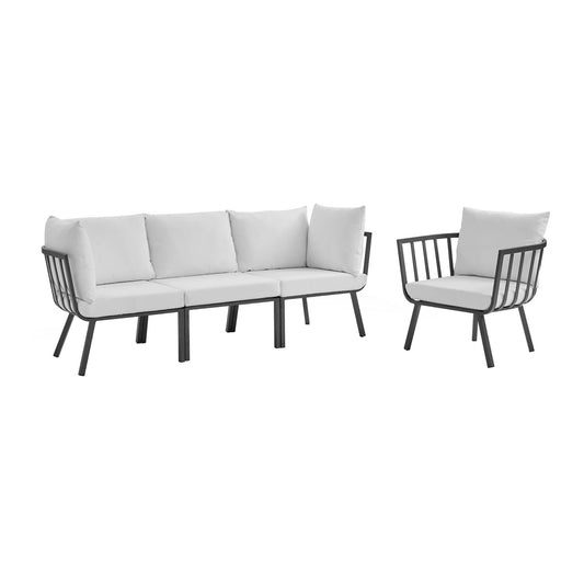 Modway Outlet Riverside 4 Piece Outdoor Patio Aluminum Set by Modway  Outdoor Furniture Furniture Gray White - EEI-3784-SLA-WHI