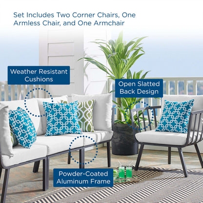 Modway Outlet Riverside 4 Piece Outdoor Patio Aluminum Set by Modway  Outdoor Furniture Furniture Gray White - EEI-3784-SLA-WHI