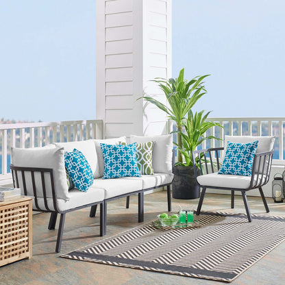 Modway Outlet Riverside 4 Piece Outdoor Patio Aluminum Set by Modway  Outdoor Furniture Furniture Gray White - EEI-3784-SLA-WHI