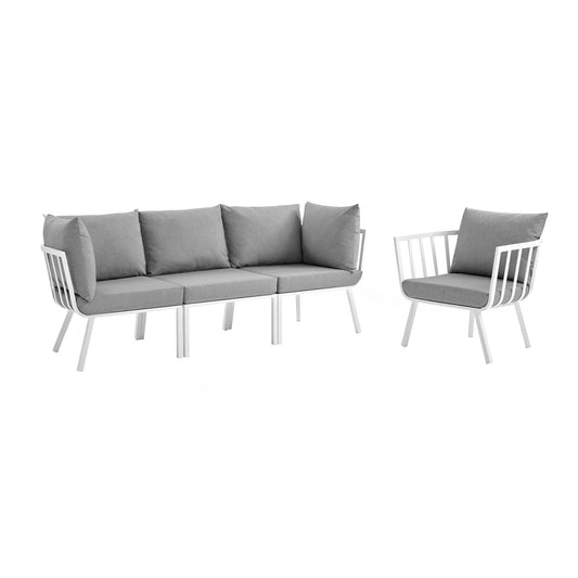 Modway Outlet Riverside 4 Piece Outdoor Patio Aluminum Set by Modway  Outdoor Furniture Furniture White Gray - EEI-3784-WHI-GRY