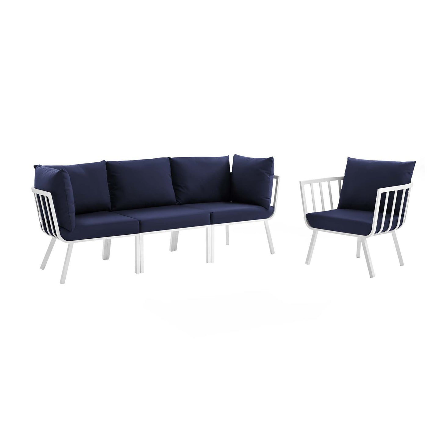 Modway Outlet Riverside 4 Piece Outdoor Patio Aluminum Set by Modway  Outdoor Furniture Furniture White Navy - EEI-3784-WHI-NAV