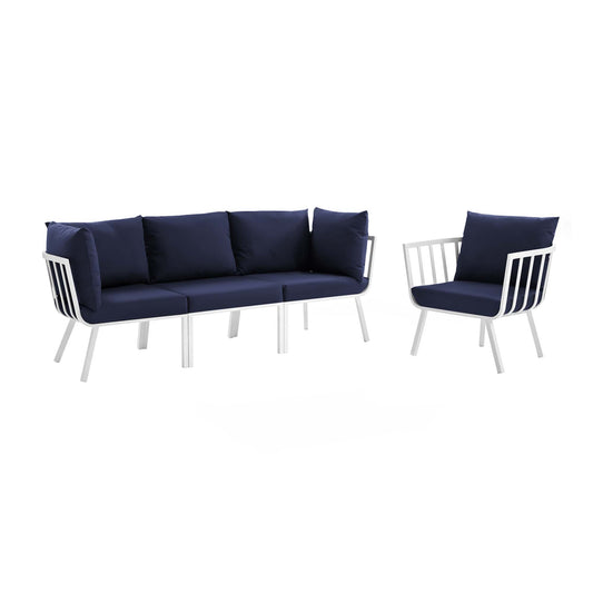 Modway Outlet Riverside 4 Piece Outdoor Patio Aluminum Set by Modway  Outdoor Furniture Furniture White Navy - EEI-3784-WHI-NAV