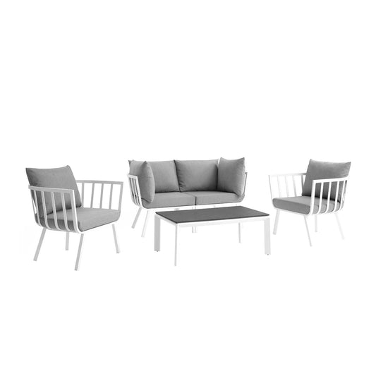 Modway Outlet Riverside 5 Piece Outdoor Patio Aluminum Set by Modway  Outdoor Furniture Furniture White Gray - EEI-3786-WHI-GRY