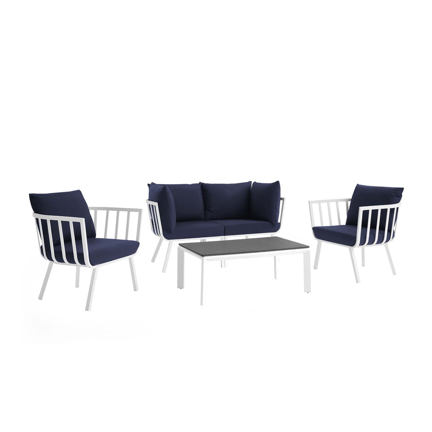 Modway Outlet Riverside 5 Piece Outdoor Patio Aluminum Set by Modway  Outdoor Furniture Furniture White Navy - EEI-3786-WHI-NAV
