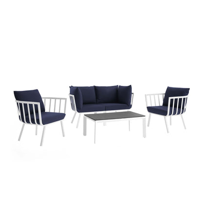Modway Outlet Riverside 5 Piece Outdoor Patio Aluminum Set by Modway  Outdoor Furniture Furniture White Navy - EEI-3786-WHI-NAV
