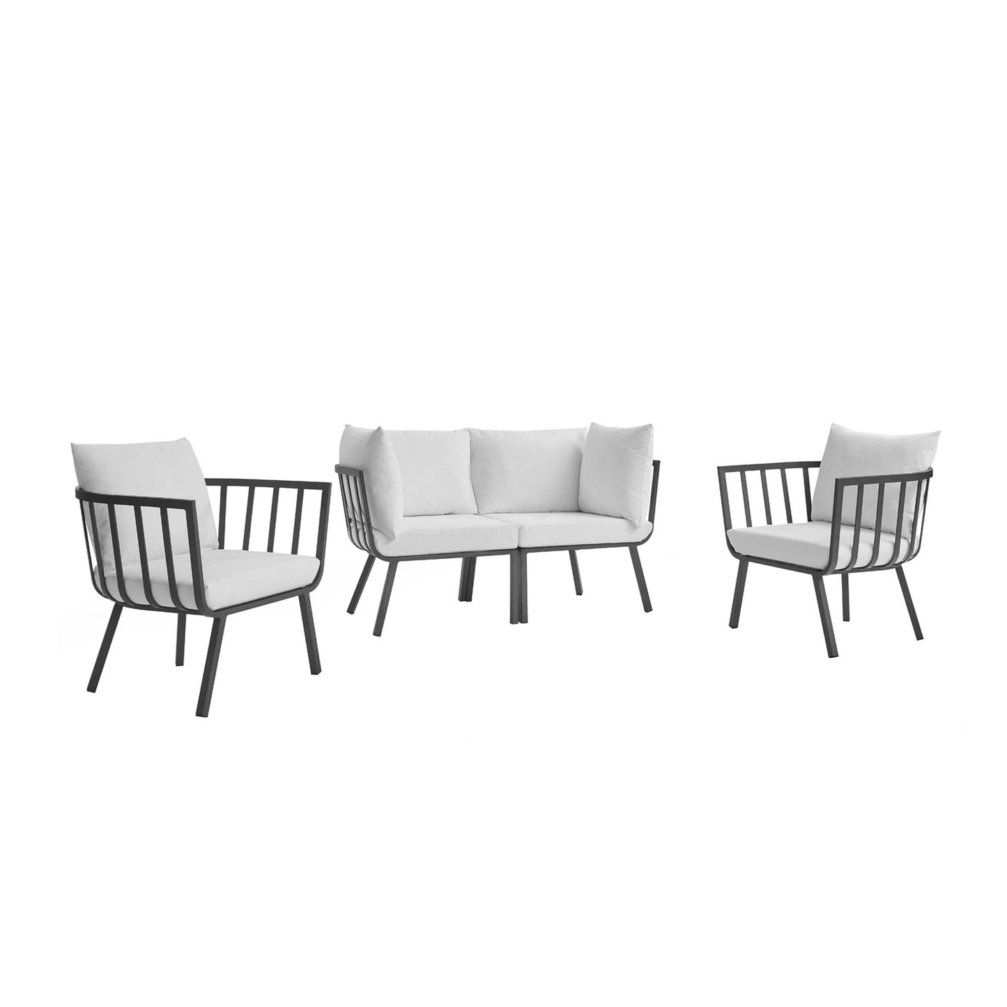 Modway Outlet Riverside 4 Piece Outdoor Patio Aluminum Set by Modway  Outdoor Furniture Furniture Gray White - EEI-3787-SLA-WHI