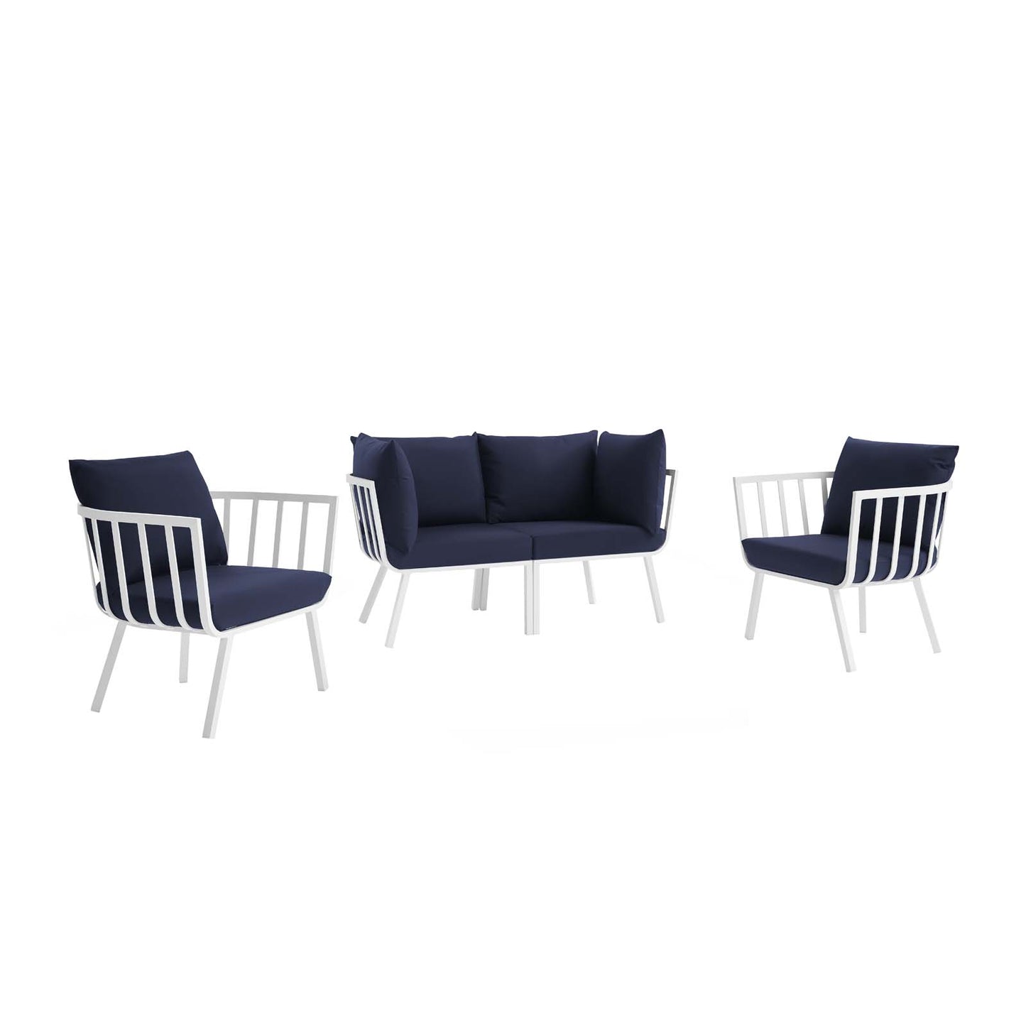 Modway Outlet Riverside 4 Piece Outdoor Patio Aluminum Set by Modway  Outdoor Furniture Furniture White Navy - EEI-3787-WHI-NAV