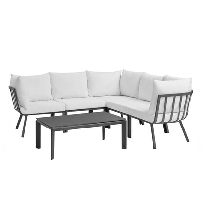 Modway Outlet Riverside 6 Piece Outdoor Patio Aluminum Set by Modway  Outdoor Furniture Furniture Gray White - EEI-3788-SLA-WHI