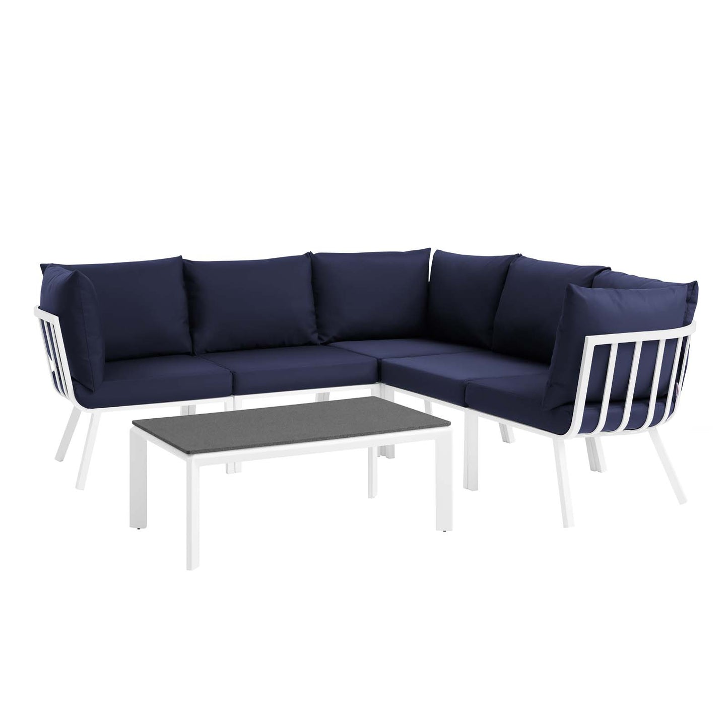 Modway Outlet Riverside 6 Piece Outdoor Patio Aluminum Set by Modway  Outdoor Furniture Furniture White Navy - EEI-3788-WHI-NAV
