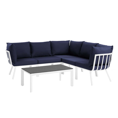 Modway Outlet Riverside 6 Piece Outdoor Patio Aluminum Set by Modway  Outdoor Furniture Furniture White Navy - EEI-3788-WHI-NAV