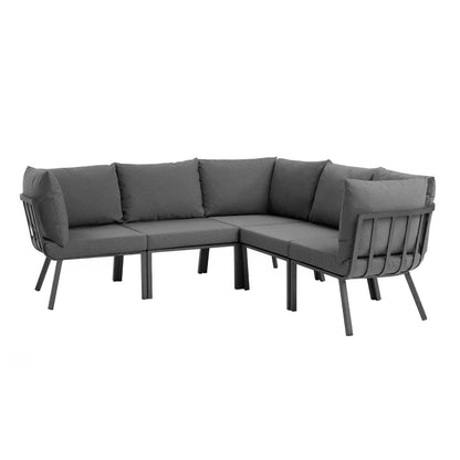 Modway Outlet Riverside 5 Piece Outdoor Patio Aluminum Sectional by Modway  Outdoor Furniture Furniture Gray Charcoal - EEI-3789-SLA-CHA