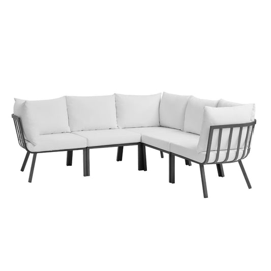 Modway Outlet Riverside 5 Piece Outdoor Patio Aluminum Sectional by Modway  Outdoor Furniture Furniture Gray White - EEI-3789-SLA-WHI