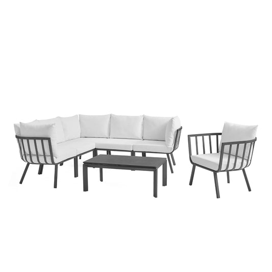 Modway Outlet Riverside 7 Piece Outdoor Patio Aluminum Set by Modway  Outdoor Furniture Furniture Gray White - EEI-3790-SLA-WHI