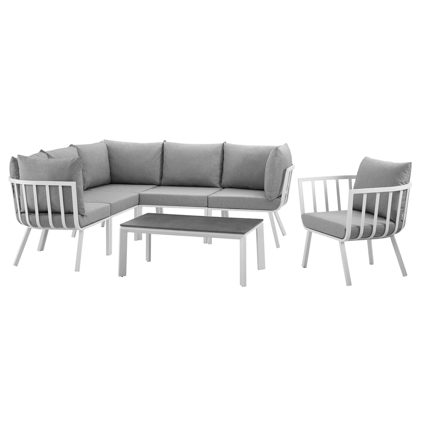Modway Outlet Riverside 7 Piece Outdoor Patio Aluminum Set by Modway  Outdoor Furniture Furniture White Gray - EEI-3790-WHI-GRY