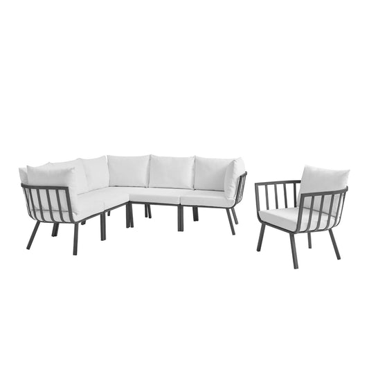 Modway Outlet Riverside 6 Piece Outdoor Patio Aluminum Set by Modway  Outdoor Furniture Furniture Gray White - EEI-3791-SLA-WHI