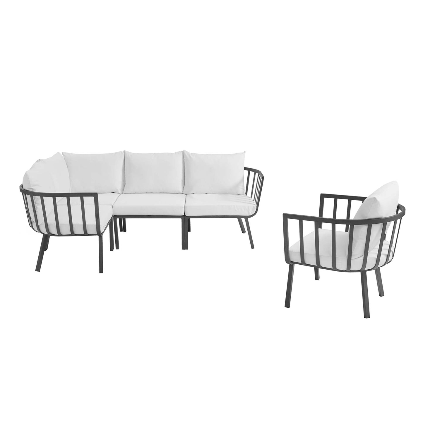 Modway Outlet Riverside 5 Piece Outdoor Patio Aluminum Set by Modway  Outdoor Furniture Furniture Gray White - EEI-3792-SLA-WHI