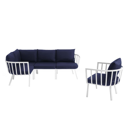 Modway Outlet Riverside 5 Piece Outdoor Patio Aluminum Set by Modway  Outdoor Furniture Furniture White Navy - EEI-3792-WHI-NAV