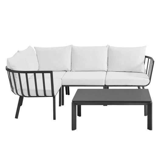 Modway Outlet Riverside 5 Piece Outdoor Patio Aluminum Set by Modway  Outdoor Furniture Furniture Gray White - EEI-3793-SLA-WHI