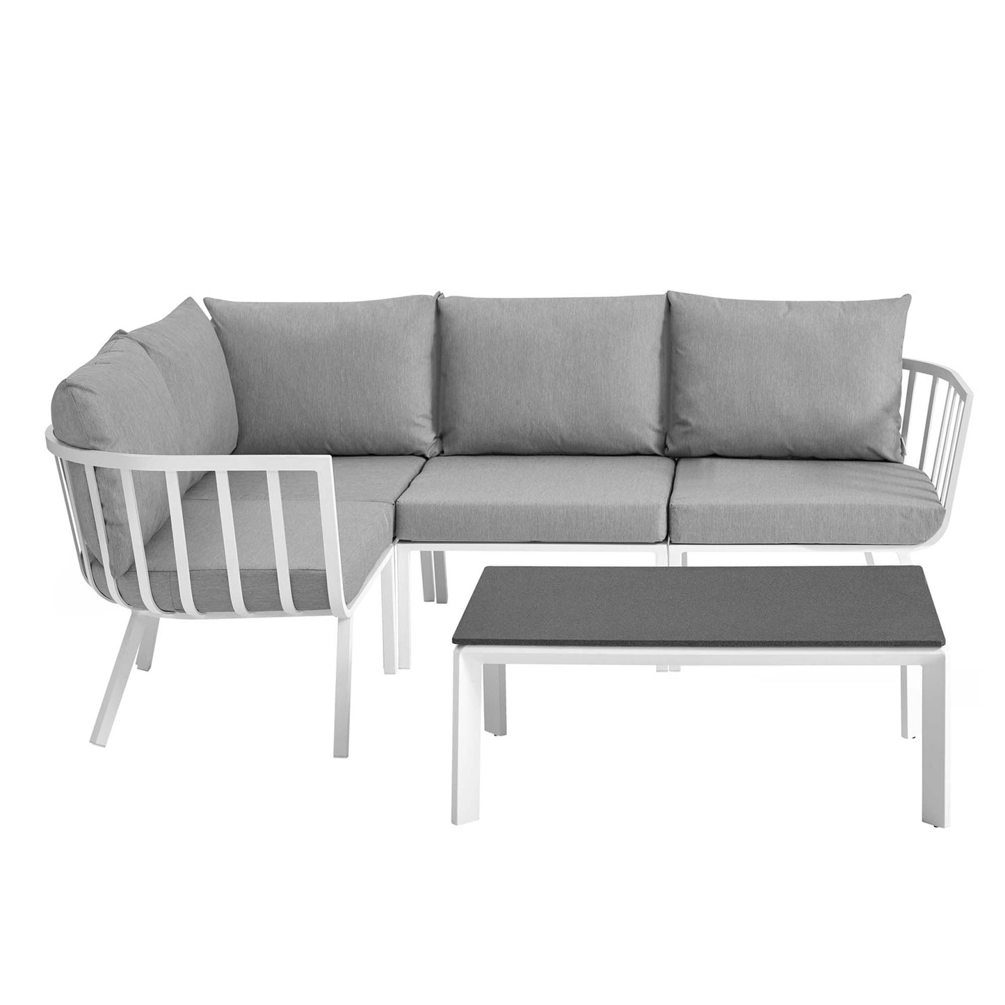 Modway Outlet Riverside 5 Piece Outdoor Patio Aluminum Set by Modway  Outdoor Furniture Furniture White Gray - EEI-3793-WHI-GRY