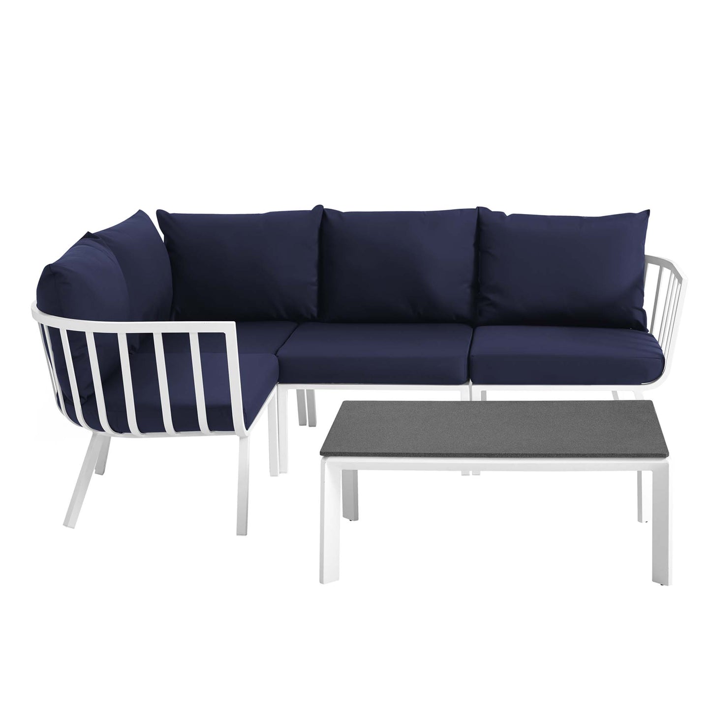 Modway Outlet Riverside 5 Piece Outdoor Patio Aluminum Set by Modway  Outdoor Furniture Furniture White Navy - EEI-3793-WHI-NAV
