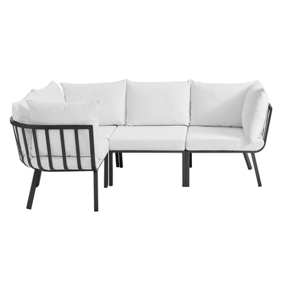 Modway Outlet Riverside 4 Piece Outdoor Patio Aluminum Sectional by Modway  Outdoor Furniture Furniture Gray White - EEI-3794-SLA-WHI