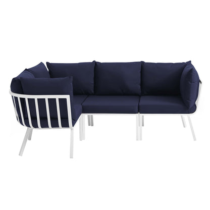 Modway Outlet Riverside 4 Piece Outdoor Patio Aluminum Sectional by Modway  Outdoor Furniture Furniture White Navy - EEI-3794-WHI-NAV