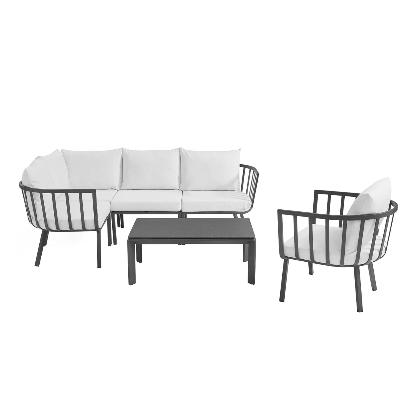Modway Outlet Riverside 6 Piece Outdoor Patio Aluminum Set by Modway  Outdoor Furniture Furniture Gray White - EEI-3795-SLA-WHI