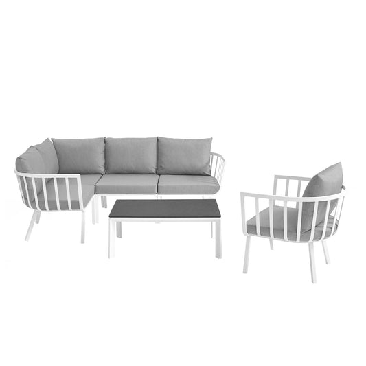 Modway Outlet Riverside 6 Piece Outdoor Patio Aluminum Set by Modway  Outdoor Furniture Furniture White Gray - EEI-3795-WHI-GRY