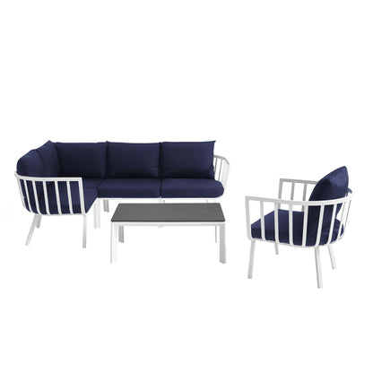 Modway Outlet Riverside 6 Piece Outdoor Patio Aluminum Set by Modway  Outdoor Furniture Furniture White Navy - EEI-3795-WHI-NAV