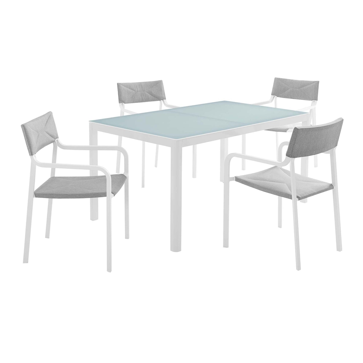Modway Outlet Raleigh 5 Piece Outdoor Patio Aluminum Dining Set by Modway  Outdoor Furniture Furniture White Gray - EEI-3796-WHI-GRY