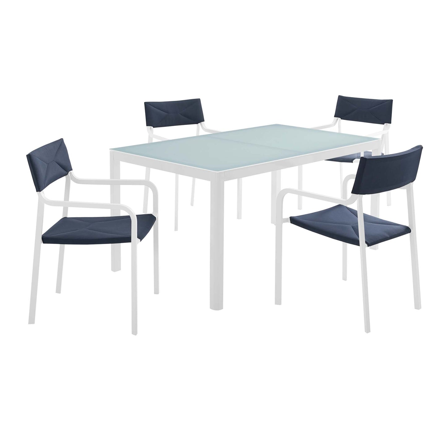 Modway - Raleigh 5 Piece Outdoor Patio Aluminum Dining Set by Modway  Outdoor Furniture Bar and Dining Blue - EEI-3796-WHI-NAV