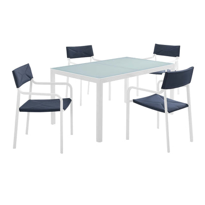 Modway - Raleigh 5 Piece Outdoor Patio Aluminum Dining Set by Modway  Outdoor Furniture Bar and Dining Blue - EEI-3796-WHI-NAV