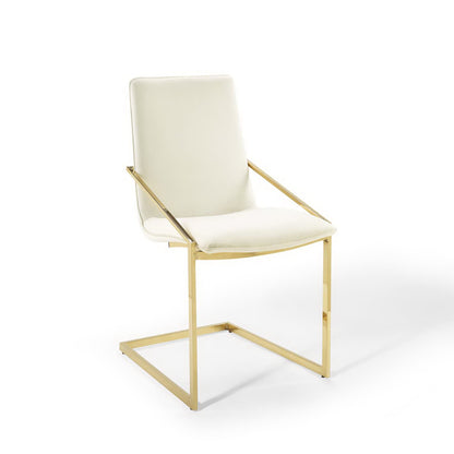 Modway Outlet Pitch Performance Velvet Dining Armchair by Modway  Bar and Dining Furniture Gold Ivory - EEI-3799-GLD-IVO