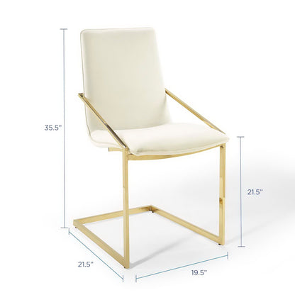 Modway Outlet Pitch Performance Velvet Dining Armchair Set of 2 by Modway  Bar and Dining Furniture Gold Ivory - EEI-4488-GLD-IVO