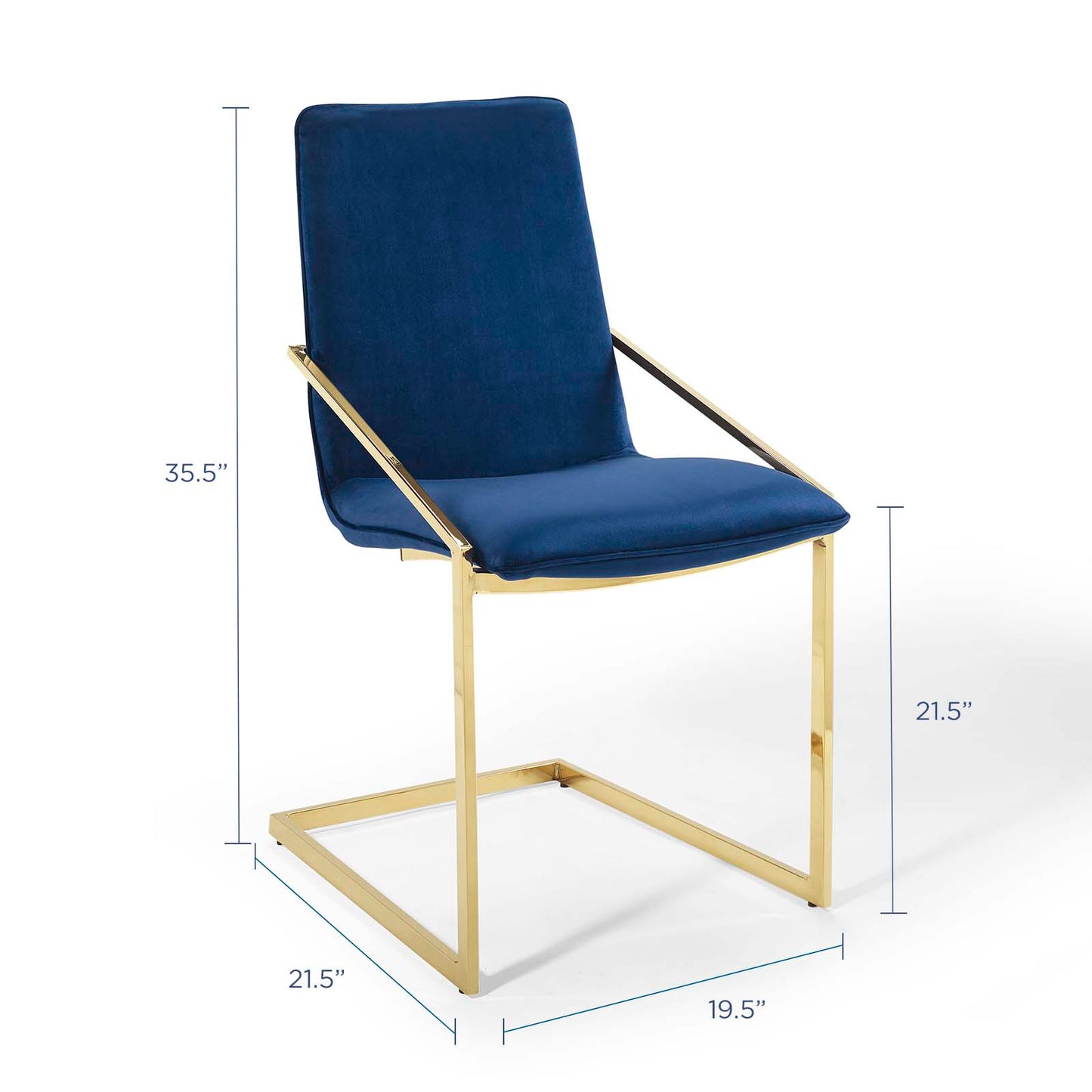 Modway Outlet Pitch Performance Velvet Dining Armchair by Modway  Bar and Dining Furniture Gold Navy - EEI-3799-GLD-NAV