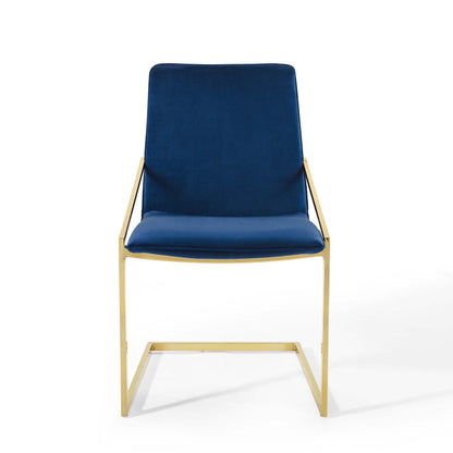 Modway Outlet Pitch Performance Velvet Dining Armchair by Modway  Bar and Dining Furniture Gold Navy - EEI-3799-GLD-NAV