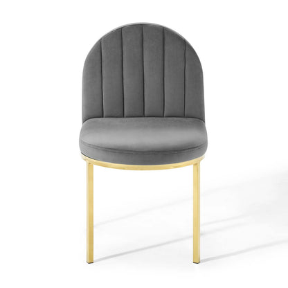Modway Outlet Isla Channel Tufted Performance Velvet Dining Side Chair by Modway  Bar and Dining Furniture Gold Gray - EEI-3802-GLD-GRY